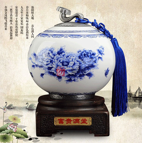 富贵满堂茶叶罐陶瓷密封罐通用储茶罐