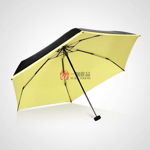  小黑伞五折迷你口袋伞黑胶防紫外线晴雨伞