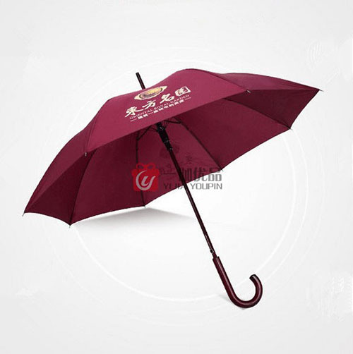 实木手柄定制雨伞 可印logo纤维防风直杆广告伞