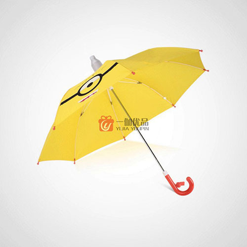 超萌安全式小黄人儿童雨伞 手动纤维长柄卡通伞