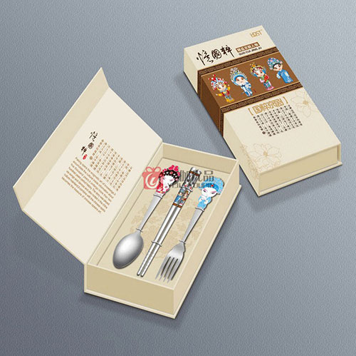 中国风京剧人物不锈钢创意礼品餐具套装出国纪念品