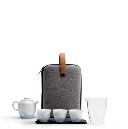 手绘雪浪陶瓷功夫套装便携旅行茶具